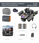 V188 Obstacle Avoidance Brushless Motor Quadcopter HD Camera Searchlight RC Drone, 1 Battery - Grey