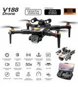 V188 Obstacle Avoidance Brushless Motor Quadcopter HD Camera Searchlight RC Drone, 1 Battery - Grey