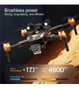 V188 Obstacle Avoidance Brushless Motor Quadcopter HD Camera Searchlight RC Drone, 1 Battery - Grey