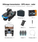 S185 GPS Drone 4 Way Obstacle Avoidance 3 Axis Gimbal Camera Quadcopter, 2 Batteries - Black