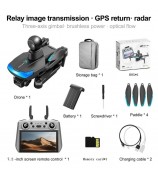 S185 GPS Drone 4 Way Obstacle Avoidance 3 Axis Gimbal Camera Quadcopter with Large Screen Remote Control, 1 Battery - Black