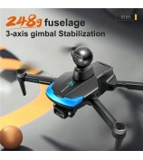 S185 GPS Drone 4 Way Obstacle Avoidance 3 Axis Gimbal Camera Quadcopter with Large Screen Remote Control, 1 Battery - Black