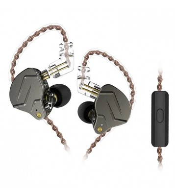 KZ-ZSN Pro In-Ear Bass Metal Music Sport Earphone without Microphone (With Microphone) - Grey