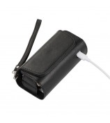 Denim Microfiber Leather E-cigarette Protective Case Storage Bag for IQOS 3.0 E-cigarette - Black