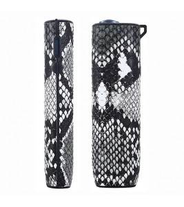 Protective Sleeve for IQOS ILUMA One Leather Coated TPU E-cigarette Cover with Lanyard - Snakeskin / Grey+White