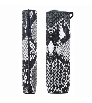 Protective Sleeve for IQOS ILUMA One Leather Coated TPU E-cigarette Cover with Lanyard - Snakeskin / Grey+White