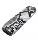 Protective Sleeve for IQOS ILUMA One Leather Coated TPU E-cigarette Cover with Lanyard - Snakeskin / Grey+White