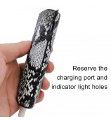 Protective Sleeve for IQOS ILUMA One Leather Coated TPU E-cigarette Cover with Lanyard - Snakeskin / Grey+White