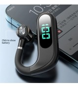 V13 Business Single Ear Earhook Wireless Bluetooth 5.2 Headset Hands-free Earphone with Smart Digital Display - Black