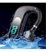 V13 Business Single Ear Earhook Wireless Bluetooth 5.2 Headset Hands-free Earphone with Smart Digital Display - Black