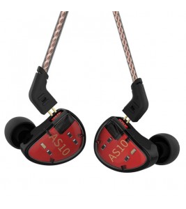 KZ AS10 5BA Drive Unit In Ear Earphone 5 Balanced Armatured HiFi Hybrid Wired Earbuds 3.5mm without Microphone (Standard Version) - Red