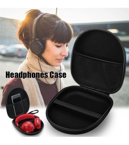 Portable Zippered Round Shaped Earphone Headphone Earbud Carrying Storage Bag Case - Black