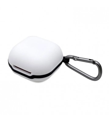 Soft Silicone Wireless Bluetooth Earphones Case Shock-Resistant Protective Cover with Anti-Lost Buckle for Samsung Galaxy Buds Pro - White