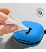 Soft Silicone Wireless Bluetooth Earphones Case Shock-Resistant Protective Cover with Anti-Lost Buckle for Samsung Galaxy Buds Pro - White
