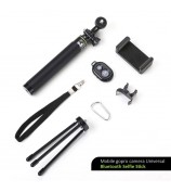 H611 5-Section Extendable Bluetooth Selfie Stick + Tripod Bracket for iPhone Samsung HTC LG Sony - Black
