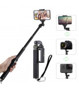 H611 5-Section Extendable Bluetooth Selfie Stick + Tripod Bracket for iPhone Samsung HTC LG Sony - Black