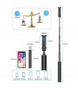 M13 Wireless Mini Bluetooth Mobile Phone Self-timer Aluminium Alloy Retractable Selfie Stick - Black