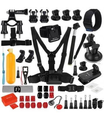 PULUZ PKT16 53 in 1 Chest Belt Wrist Strap Quick Release Buckles Total Ultimate Combo Kit for GoPro Accessories