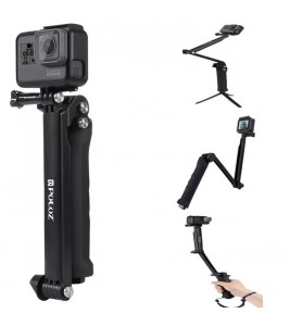 PULUZ 3-Way Grip Foldable Multi-functional Selfie-stick Extension Monopod with Tripod for GoPro New Hero/Hero7/6/5/5 Session/4 Session/4/3+/3/2/1 DJI Osmo Action Xiaoyi