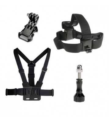 4 in 1 Accessories Kit with Chest Belt, Headstrap for GoPro Hero 4/3+/3/2/1 SJ4000/5000/6000/Xiaomi Yi