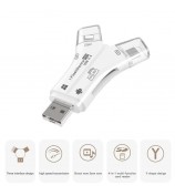 NK908C HD 4-in-1 Ip / USB-C 3.0 / USB-A 3.0 / Micro Charging Adapter SD / TF Card Reader - White