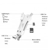 NK908C HD 4-in-1 Ip / USB-C 3.0 / USB-A 3.0 / Micro Charging Adapter SD / TF Card Reader - White