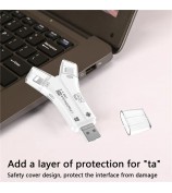 NK908C HD 4-in-1 Ip / USB-C 3.0 / USB-A 3.0 / Micro Charging Adapter SD / TF Card Reader - White
