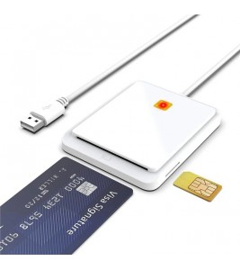 CR317 USB 2.0 Smart Card Reader Support SIM CAC ID Bank Card for Mac Windows - White