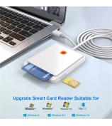CR317 USB 2.0 Smart Card Reader Support SIM CAC ID Bank Card for Mac Windows - White
