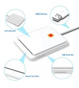 CR317 USB 2.0 Smart Card Reader Support SIM CAC ID Bank Card for Mac Windows - White
