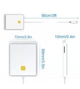 CR317 USB 2.0 Smart Card Reader Support SIM CAC ID Bank Card for Mac Windows - White