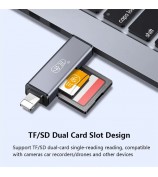 KAWAU C350TL iP+USB3.0+Type-C Card Reader Adapter Support SD / TF Card Aluminum Alloy Cellphone OTG Card Reader