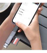KAWAU C350TL iP+USB3.0+Type-C Card Reader Adapter Support SD / TF Card Aluminum Alloy Cellphone OTG Card Reader