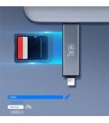 KAWAU C350TL iP+USB3.0+Type-C Card Reader Adapter Support SD / TF Card Aluminum Alloy Cellphone OTG Card Reader