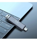 KAWAU C350TL iP+USB3.0+Type-C Card Reader Adapter Support SD / TF Card Aluminum Alloy Cellphone OTG Card Reader
