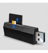 KAWAU C307DUO 2-In-1 USB 3.0 to Memory Card Reader USB Adapter for SD / SDHC / SDXC / TF Cards
