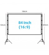 16:9 84-inch Folded HD Projector Screen Outdoor High Resolution Projection Screen Cloth with Portable Bracket