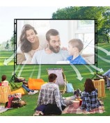 120-Inch 2.65mx1.5m Indoor Outdoor Projection Curtain 16:9 Movie Projector Screen with Stand with Storage Bag