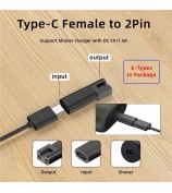 6Pcs / Set UC-150 5V Type-C Female to 2 Pin Adapter Kit Charger Adapter for Electric Hair Clipper Shavers