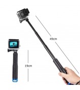 For GoPro Extendable Selfie Stick 19-inch Non-Slip Handle Aluminum Alloy Selfie Stick - Blue