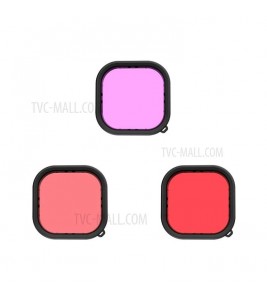 TELESIN GP-FLT-904 3 in 1 Waterproof Case Filters for GoPro Hero 9 / 10 / 11 Red / Pink / Purple Lens Filter Set