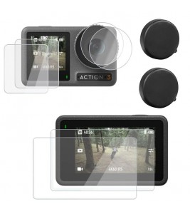 For DJI Osmo Action 3 / Action 4 Sports Camera Lens Cover Tempered Glass Screen Protector Set