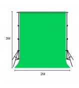 Portable 3x2M Green Screen Backdrop with Stand Kit for Photography Video Streaming Chroma Key