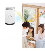 C20 Smart Home Wireless Pager Doorbell Old Man Emergency Alarm 80m Remote Waterproof Wireless Chime Bell EU Plug - Silver