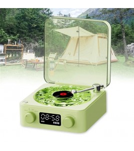 Mini Retro White Noise Bluetooth Speaker Portable Sleep Aid Subwoofer with RGB Light - Green