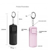 Outdoor Children Emergency Alarm with Light Portable Self-Defense 130dB Loud Alert Hanging Keychain - Pink