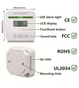 Carbon Monoxide Detector with LCD Display Battery Powered Home CO Alarm Sensor