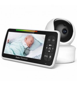 SM650 Baby Monitor Indoor Surveillance Camera 5-inch Display Two-Way Voice Webcam 2.4GHz Wireless Camera with Temperature Test - US Plug