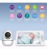 SM70PTZ 7-inch Wireless Digital Baby Monitor Two-Way Talk Camera Home Security Device 2.4GHz Webcam Support Night Vision / Temperature Monitoring - US Plug