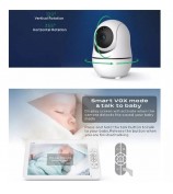 SM70PTZ 7-inch Wireless Digital Baby Monitor Two-Way Talk Camera Home Security Device 2.4GHz Webcam Support Night Vision / Temperature Monitoring - US Plug